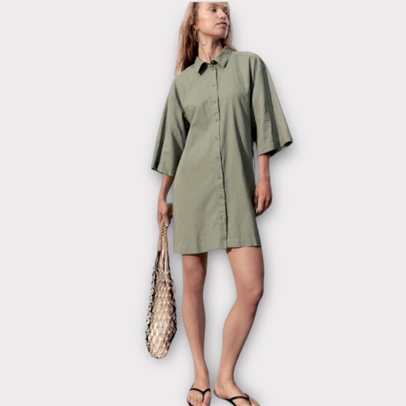 H&M Dresses & Skirts - H&M | Linen-Blend Shirt Dress